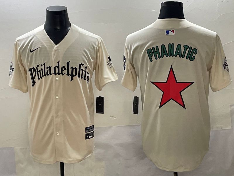 Men 2025 Philadelphia Phillies Blank Cream Five generations Joint Name Nike MLB Jersey style 1